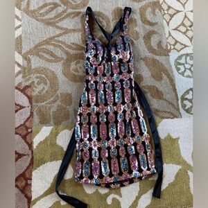 Elegant Multicolor Sequin Mini Dress